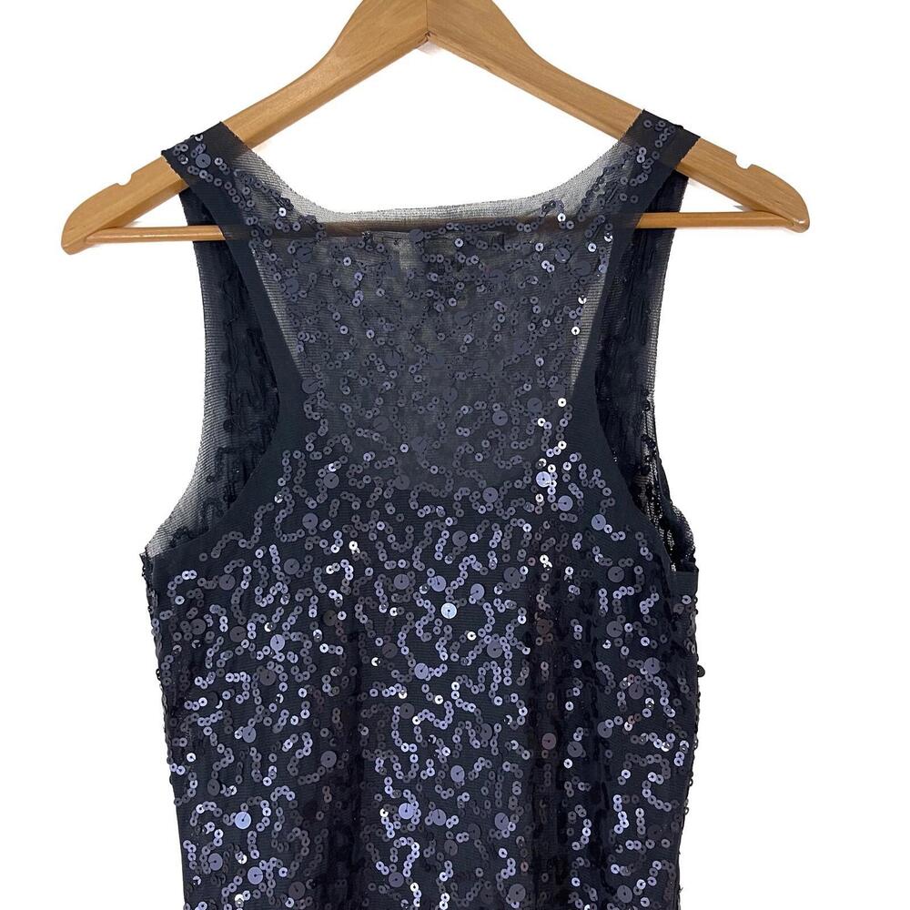 Max Studio Women’s Size Small Dark Blue Sequin Mesh Sleeveless Tunic Tank Top - Picture 8 of 9